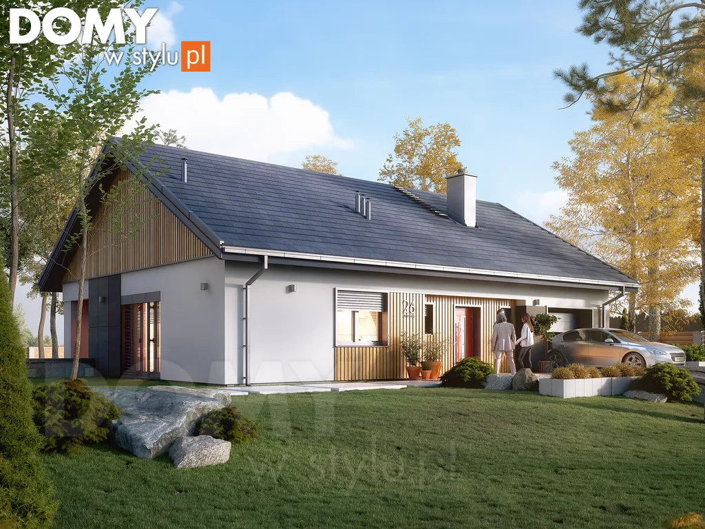 Nowoczesny projekt domu parterowego Pasja - wizualizacja frontowa