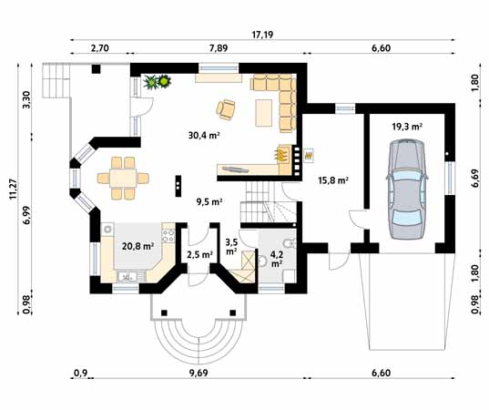 Projekt domu Perełka - rzut parteru