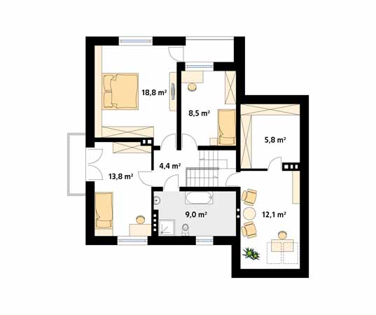 Projekt domu Perkoz - rzut poddasza