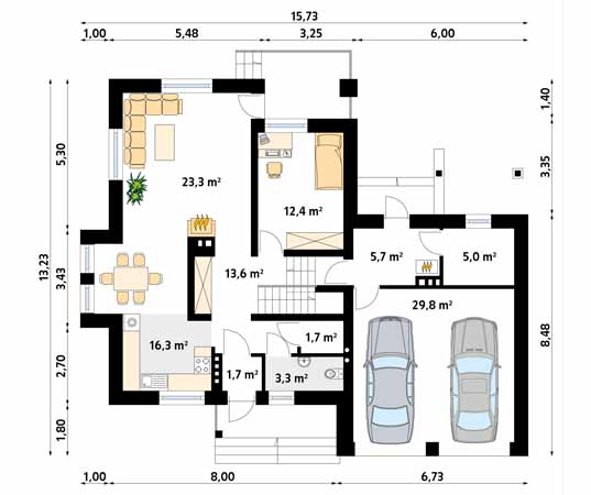 Projekt domu Perkoz 2 - rzut parteru