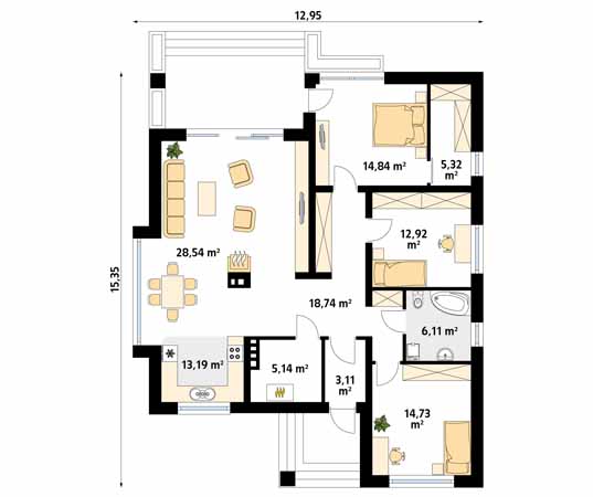 Projekt domu Perła - rzut parteru