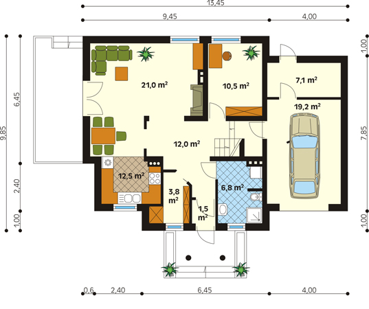 Projekt domu Piano - rzut parteru