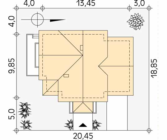 Projekt domu Piano - usytuowanie na działce