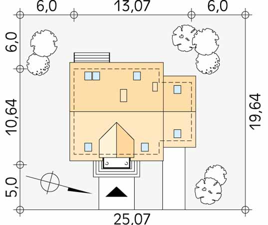 Projekt domu Pik dr-S - usytuowanie na działce