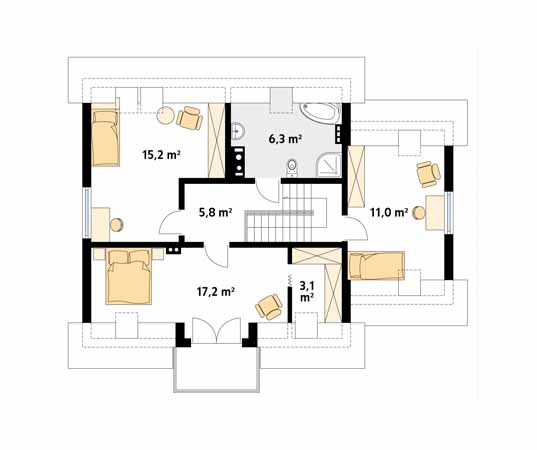 Projekt domu Pik dr-T - rzut poddasza