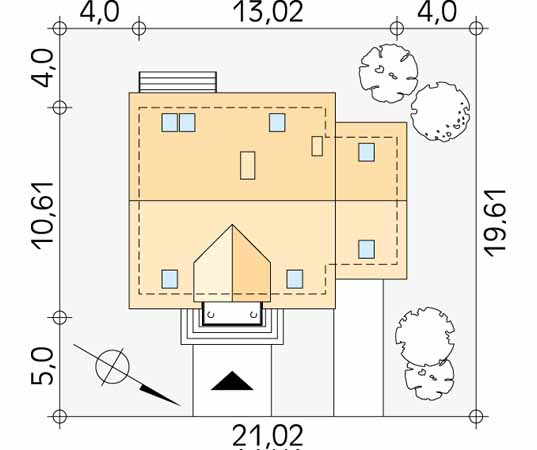 Projekt domu Pik dr-T - usytuowanie na działce