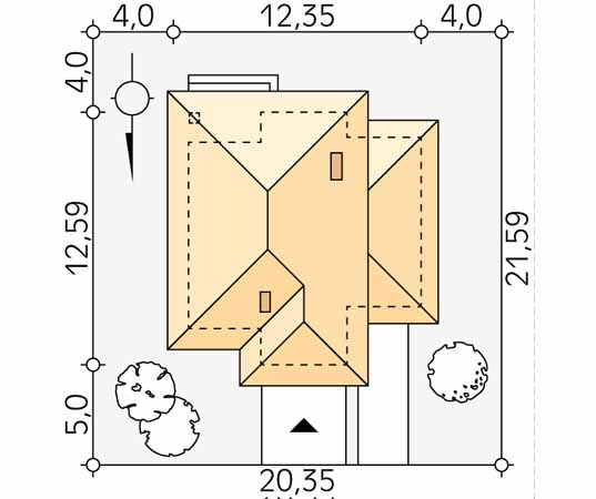 Projekt domu Pinia 2 - usytuowanie na działce