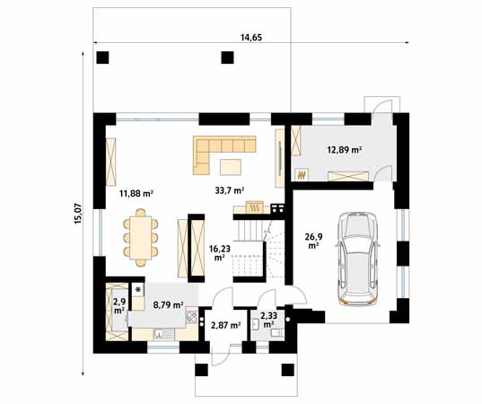 Projekt domu Pinia 3 - rzut parteru