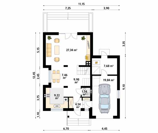 Projekt domu Piryt 2 - rzut parteru