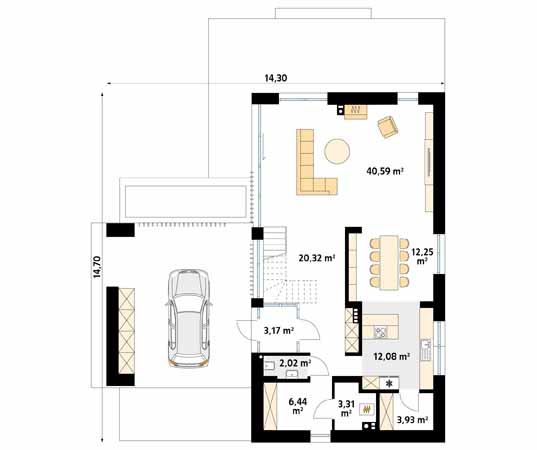 Projekt domu Platan 2 - rzut parteru