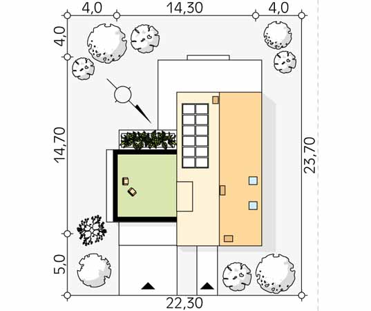 Projekt domu Platan 2 - usytuowanie na działce