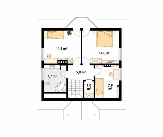 Projekt domu Pliszka 2 dr-S - rzut poddasza