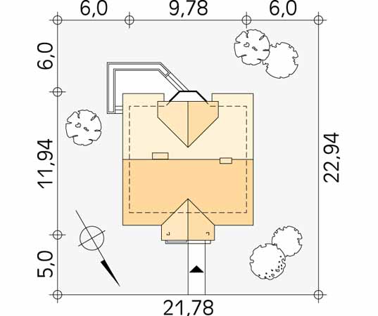 Projekt domu Pliszka 2 dr-S - usytuowanie na działce