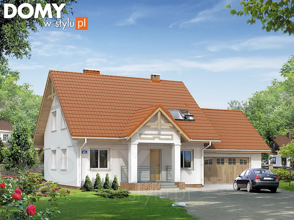 Projekt domu z poddaszem Pliszka 3 - wizualizacja frontowa