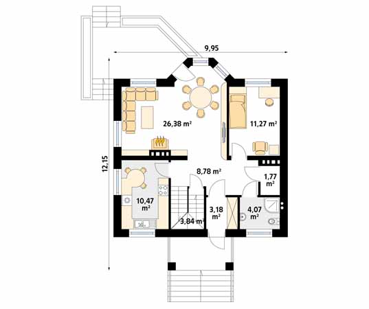 Projekt domu Pliszka 4 - rzut parteru