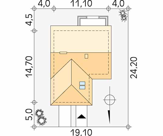 Projekt domu Plus - usytuowanie na działce