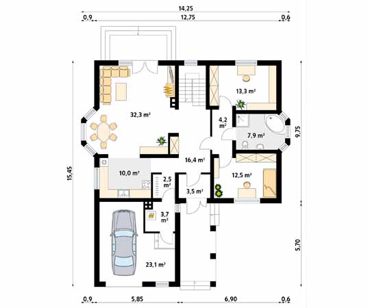 Projekt domu Poemat 2 - rzut parteru