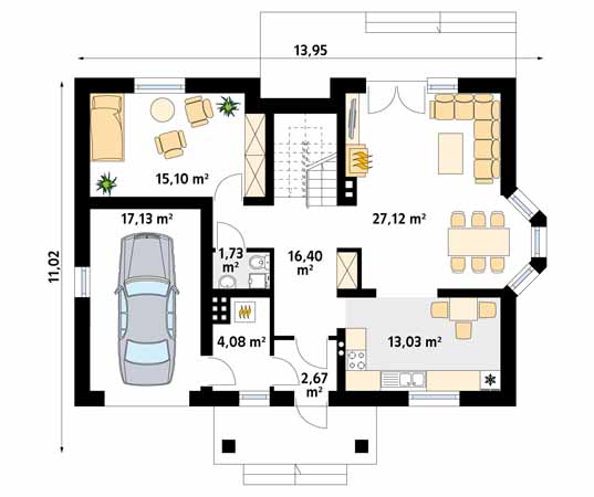 Projekt domu Poemat 3 - rzut parteru