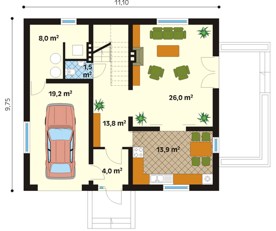 Projekt domu Poezja - rzut parteru