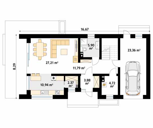 Projekt domu Pogodny - rzut parteru