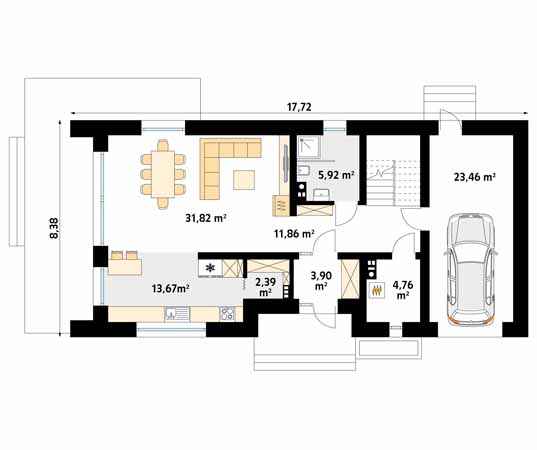 Projekt domu Pogodny 2 - rzut parteru