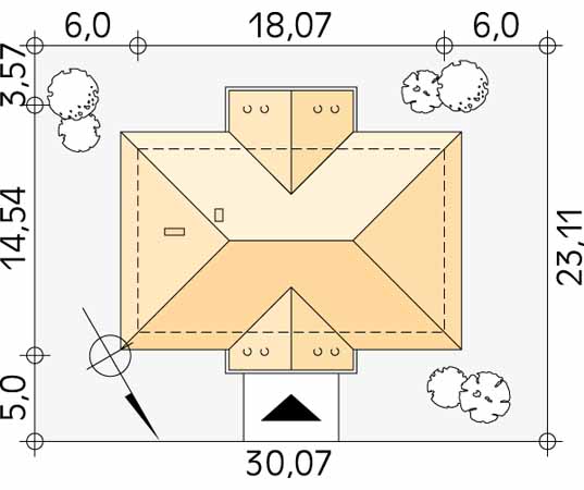 Projekt domu Polana 2 dr-S - usytuowanie na działce