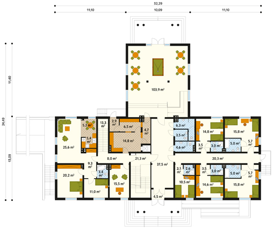 Projekt pensjonatu Polana 3 - rzut parteru