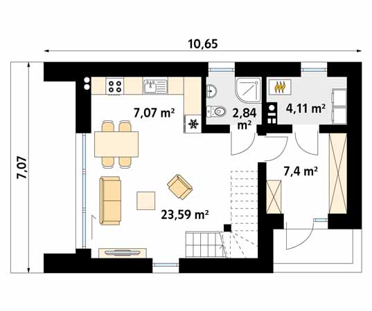 Projekt domu Porfir - rzut parteru