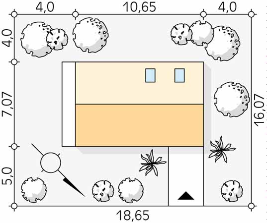 Projekt domu Porfir - usytuowanie na działce