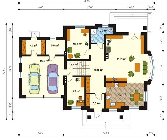 Projekt domu Posejdon - rzut parteru