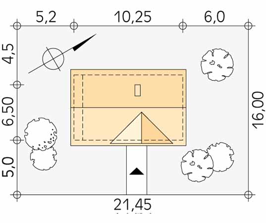 Projekt domu Poziomka bal - usytuowanie na działce