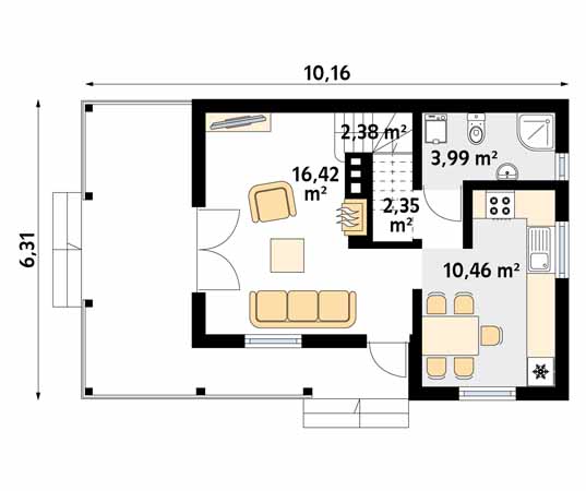 Projekt domu Poziomka dr-S - rzut parteru