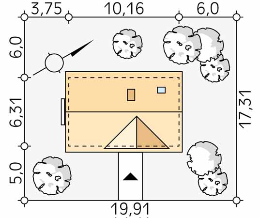 Projekt domu Poziomka dr-S - usytuowanie na działce