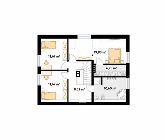 Projekt domu Poziomkowy - rzut poddasza