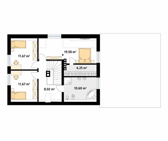 Projekt domu Poziomkowy 2 - rzut poddasza