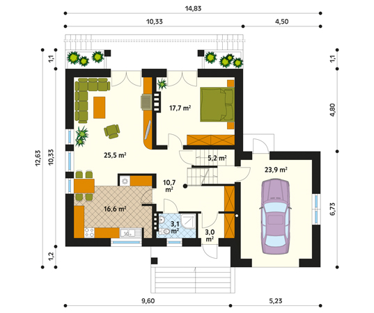 Projekt domu Presto - rzut parteru