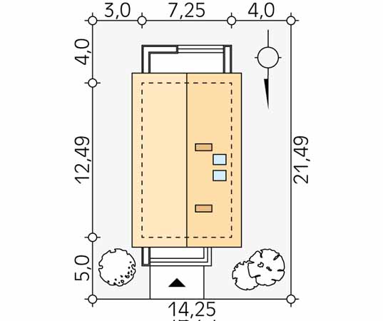 Projekt domu Pryma - usytuowanie na działce