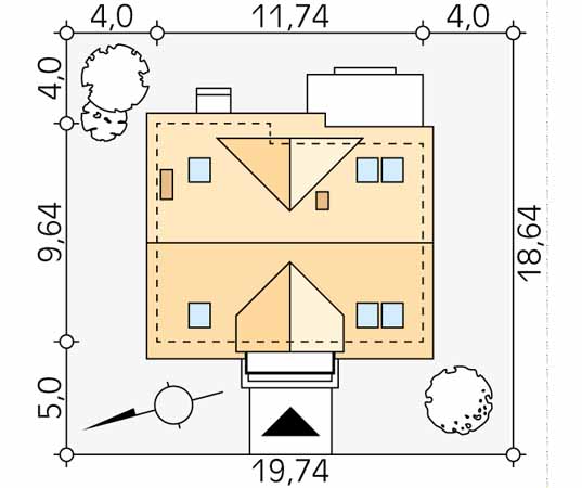 Projekt domu Ptyś - usytuowanie na działce