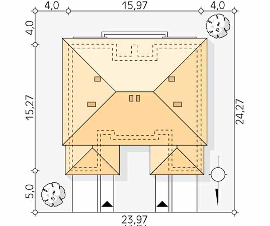 Projekt domu Purpurowy - usytuowanie na działce