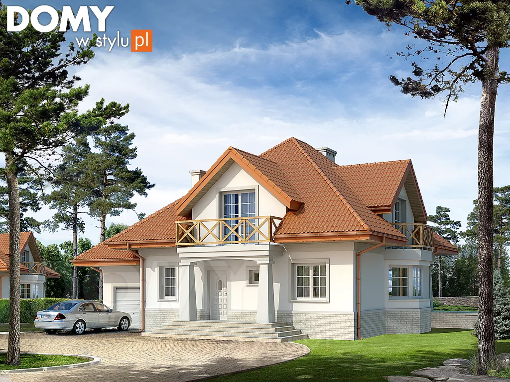 Projekt domu z poddaszem Puszczyk - wizualizacja frontowa
