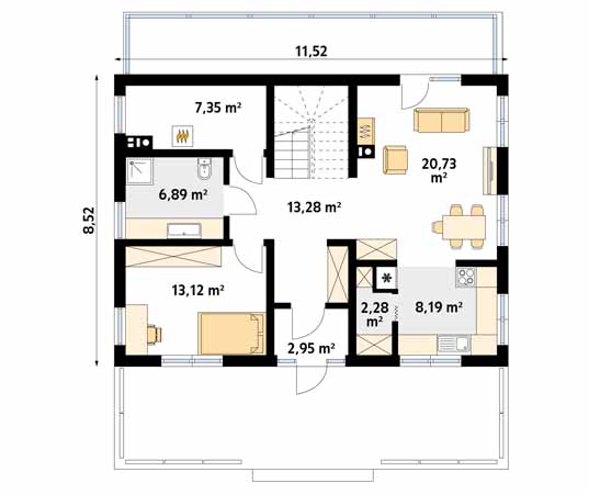 Projekt domu Puszek 2 dr-T - rzut parteru