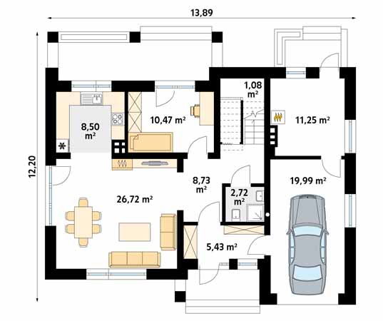 Projekt domu Rio - rzut parteru