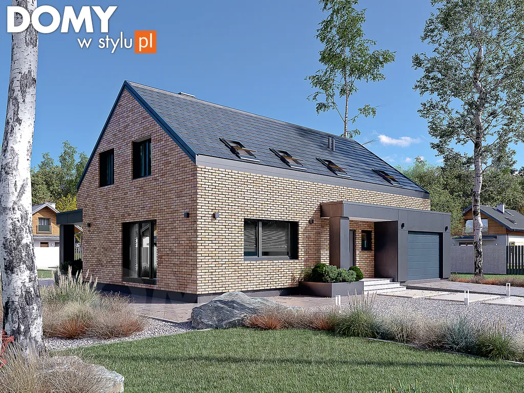 Nowoczesny projekt domu z poddaszem Rio - wizualizacja frontowa