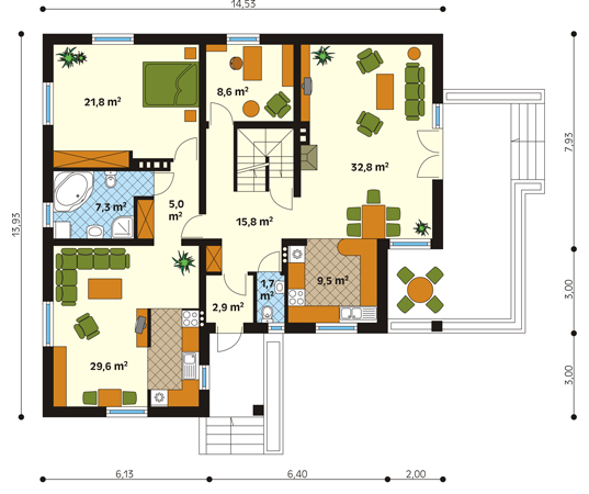 Projekt domu Rondo - rzut parteru