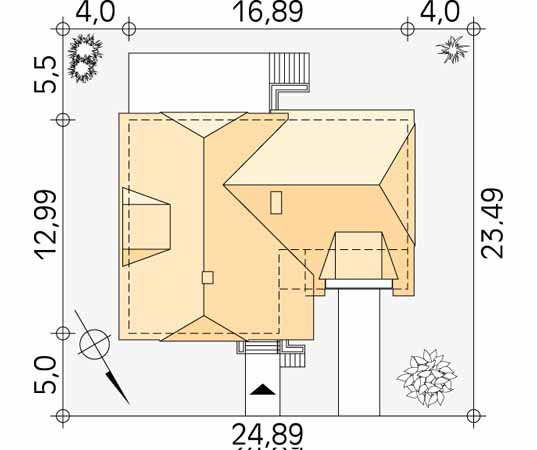 Projekt domu Róża - usytuowanie na działce