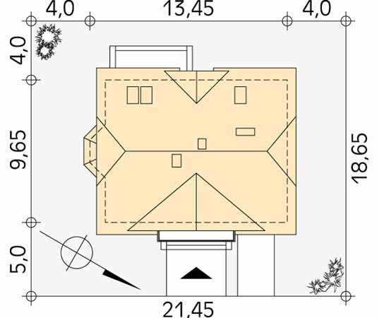 Projekt domu Rubin - usytuowanie na działce