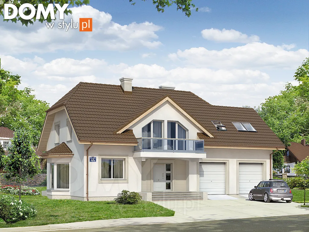 Projekt domu z poddaszem Rubin 2 - wizualizacja frontowa