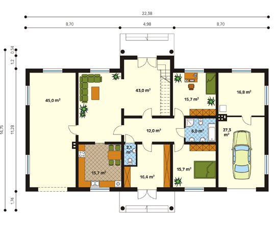 Projekt domu Ruczaj - rzut parteru