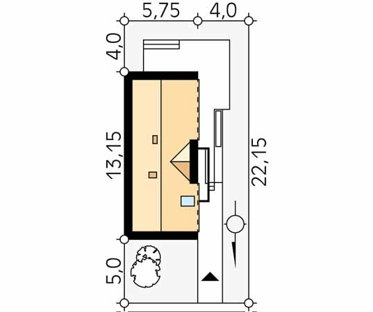 Projekt domu Ryś - usytuowanie na działce