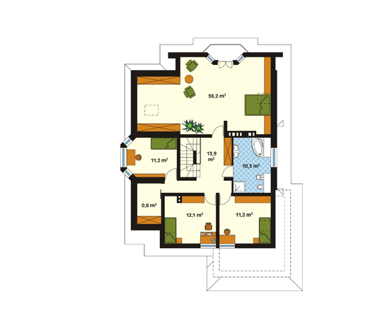 Projekt domu Sasanka - rzut poddasza